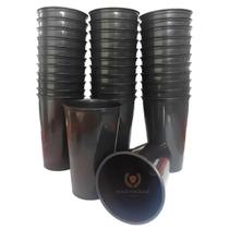 Kit 40 Copo De Plástico Preto Liso para Festas 400ml Resistente