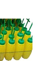 Kit 40 Copos Formato Milho Amarelo Festa Caipira Com Canudo