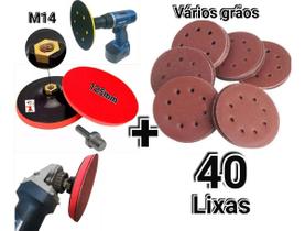 Kit 40 disco de lixa para esmerilhadeira e furadeira com suporte 125mm FELSEN