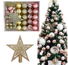 Kit 40 Enfeites Árvore De Natal Estrela Dourada Decoração