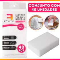 Kit 40 Esponja Mágica Bucha Melamina Tira Mancha Original Desengordura Limpeza