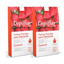 Kit 40 Folhas Depilatória Corporal Morango Hidrata Depilflax