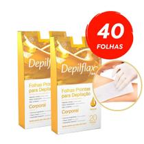 Kit 40 Folhas Prontas Depilação Corporal Depilflax Natural 2 Caixas c/20un