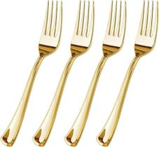 Kit 40 Garfos 18,5cm Descartáveis de Luxo em Plástico Gold