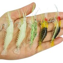 Kit 40 Iscas De Pesca De Camarão Artificiais Biônicas Luminosas Macias Com Anzol Pvc 8 Cm