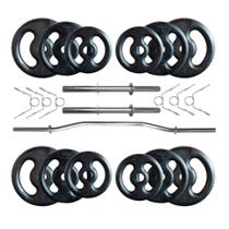 Kit 40 Kg de Anilhas Ferro Fundido + 02 Barras de 40cm + Barra W Kit 40 Kg de Anilhas Ferro Fundido + 02 Barras de 40cm + Barra W