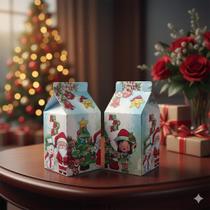 Kit 40 Lembrancinhas Natalinas Caixinha Milk para Natal e Festas de Fim de Ano Mimo