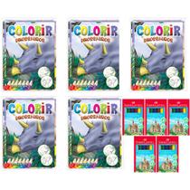 Kit 40 Livros Para Colorir Dinossauros + 5 Caixa Mini Lápis de Cor Ideal Lembrancinhas - Editora Bicho Esperto