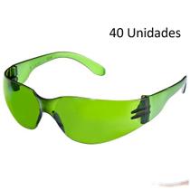 Kit 40 óculos Proteção Segurança Epi Croma Verde Promoção - UN / 40