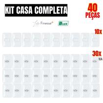 Kit 40 peças contem 10 interruptores simples e 30 tomadas 10a 2p+t branca modular linha finesse blux com placa 4x2 padrão novo