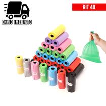 Kit 40 Pet Cata Caca Saquinhos Plástico Refil para Cachorro e Gato