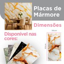 Kit 40 Placas Adesivas 3D Mármore Dourado Vinílico Lavável Autocolante Relevo Parede 30x60cm
