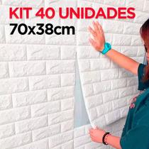 Kit 40 Placas Autocolante 3D Parede Tijolo Branco Lavável Fácil Instalação Impermeável
