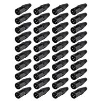 Kit 40 Plug Xlr Macho Metal Profissional Preto Mxt