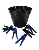 Kit 40 Prendedores Azul Com Preto Roupa Plástico Baldinho