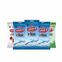 Kit 40 Preservativos Camisinhas Rilex são 24 Lubrificado + 8 Rilex Morango + 8 Rilex Hortelã
