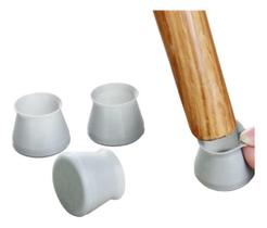 Kit 40 Protetores Pés Cadeiras Mesas Silicone - Cinza