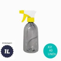 KIT 40 Pulverizador PET Válvula 1 Litro AMARELO