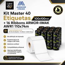 Kit 40 Rolos Etiqueta Couche 100x100mm + 16 Ribbons Armor Inkanto AWR1 Kit 40 Rolos Etiqueta Couche 100x100mm + 16 Ribbons Armor Inkanto AWR1