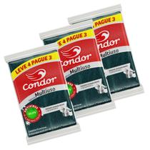 Kit 40 Unidades Esponja Bucha Multiuso Condor 10 PACOTES x 4 Esponjas Dupla Face Agente Antibacteriano