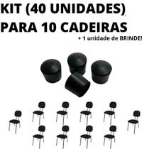 Kit 40 Unidades Sapata Ponteira Borracha Protetor 10 Cadeiras 1,2cm 1/2 Pol - VABADUS