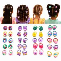 Kit 40 Xuxinhas Infantil elastico de cabelo Coloridas Com Pote Organizador confortável e macias Kit 40 Xuxinhas Infantil elastico de cabelo Coloridas Com Pote Organizador confortável e macias