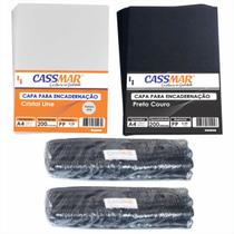 Kit 400 Capas 200 Espirais Pretos Para Encadernação 07m-09m