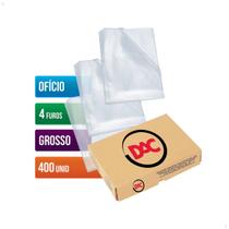 Kit 400 Envelope Plástico Ofício P/ Pasta Catalogo 4 Furos Grosso - DAC