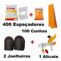 Kit 400 Espaçadores +100 Cunhas + Joelheira + Alicate Cortag