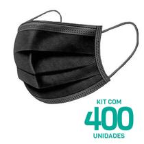 Kit 400 Máscaras Descartáveis Adulto Tripla Camada Cor Preto - Mundial Fenix