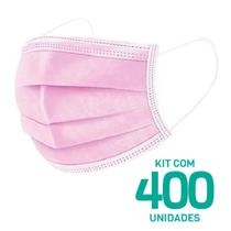 Kit 400 Máscaras Descartáveis Adulto Tripla Camada Cor Rosa
