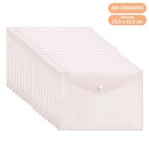 Kit 400 Pastas Envelope com Botão Ofício/A4 Acp Transparente