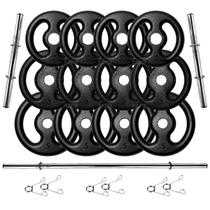 Kit 40Kg em Anilhas de Ferro com 2 Barras 40cm e 1 Barra 150cm