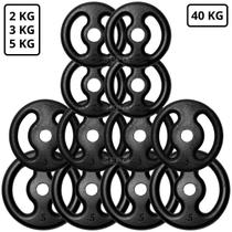 Kit 40Kg em Anilhas de Ferro Fundido Kit com 12 Peças