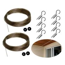 Kit 40m Cabo de Aço Revestido P/ Varal C/ Parafusos e Buchas