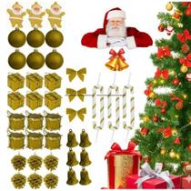 Kit 42 Enfeites de Natal para Árvore Vermelho ou Dourado Bolas, Papai Noel, Laços, Presentes