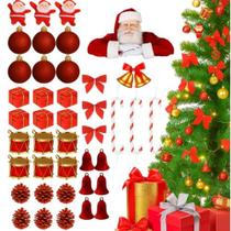 Kit 42 Enfeites de Natal para Árvore Vermelho ou Dourado Bolas, Papai Noel, Laços, Presentes Kit 42 Enfeites de Natal para Árvore Vermelho ou Dourado Bolas, Papai Noel, Laços, Presentes