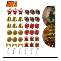 Kit 42 Enfeites Decoração Árvore De Natal Bolinhas guarda-chuva-presente Pinhas