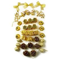 Kit 42 Enfeites Pendentes Para Árvore De Natal Sino Dourado Bola Enfeite Decoração