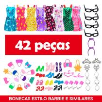 Kit 42 Peças Roupas e Acessórios Boneca Estilo Barbie Kit 42 Peças Roupas e Acessórios Boneca Estilo Barbie