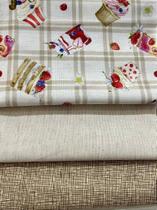 Kit 422 - 3 peças de tecido 100% algodão com linho - medidas de 15 cm x 150 cm cada peça