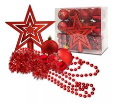 Kit 44 Peças De Arvores Enfeites Natalino Mistas Vermelho