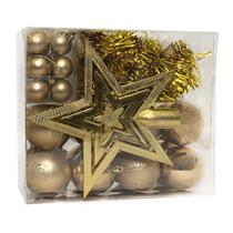 Kit 44 Peças De Natal Estrela Bolinhas Festão Cordão Pérolas