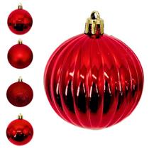 Kit 45 Bolas De Natal 4cm Vermelha Mista Decoração Árvore