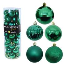 Kit 45 Bolas De Natal Mista Verde 4cm Decoração Árvore