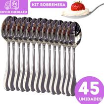 Kit 45 Colher Sobremesa Inox Refeição Resistente Funcional