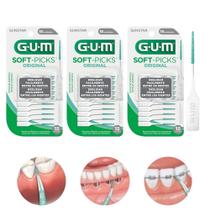 Kit 45 Palito Interdental Escova para Aparelho Soft Picks GUM Estojo Portátil