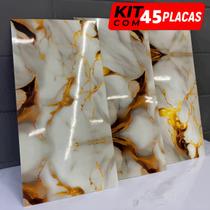 Kit 45 Placas Painel Mármore 3D Vinílico Autoadesivo Revestimento De Parede 60x30cm