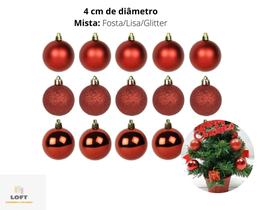 Kit 45 Unidades Bola Bolinha 4cm Para Árvore De Natal Mista Lisa Fosca Glitter Decoração Enfeite