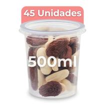 Kit 45 Unidades Pote de Plástico Redondo 500ml C/ Tampa Bolo no Pote Embalagem Descartável Kit 45 Unidades Pote de Plástico Redondo 500ml C/ Tampa Bolo no Pote Embalagem Descartável